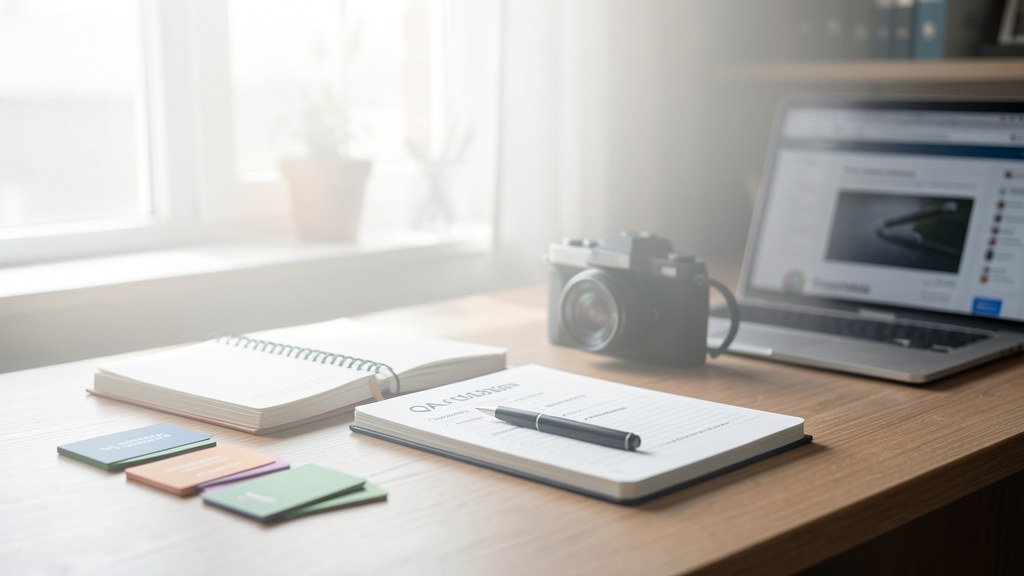 Pre-publish QA station with copy, image, link, policy and technical review columns